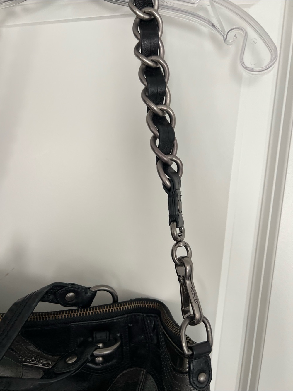 Coach Black Patchwork Leather Shoulder Bag with Circular Accents - Picture 5 of 10